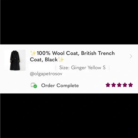 100% Wool Coat, British Trench Coat, Black - Picture 2 of 12